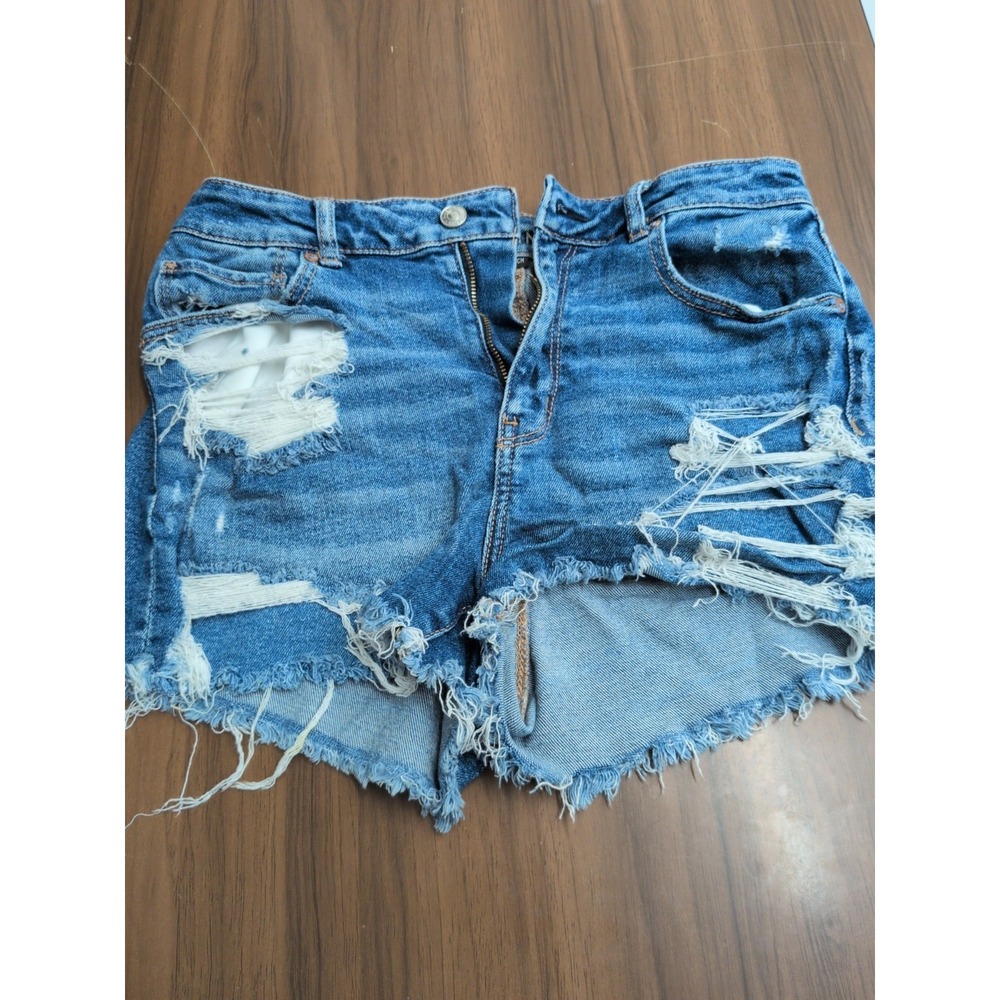 American Eagle Outfitters Mom Short Blue Denim High Rise Stretch Shorts Size 10